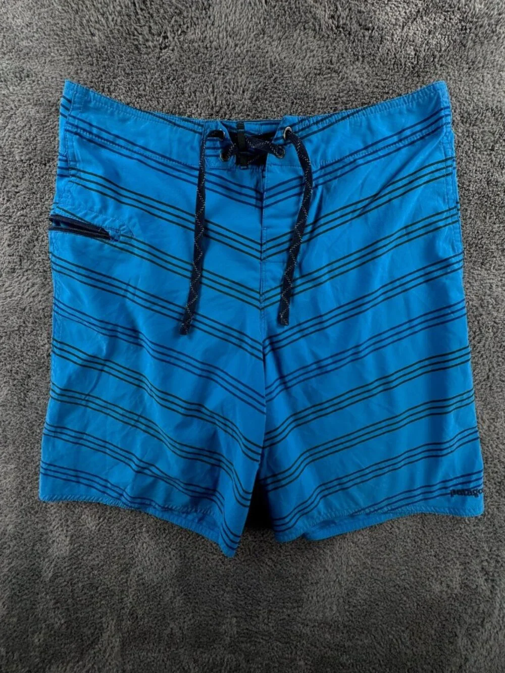 Patagonia Swim Trunk Men Board Shorts Adult Swimming Size 30 Blue Striped String